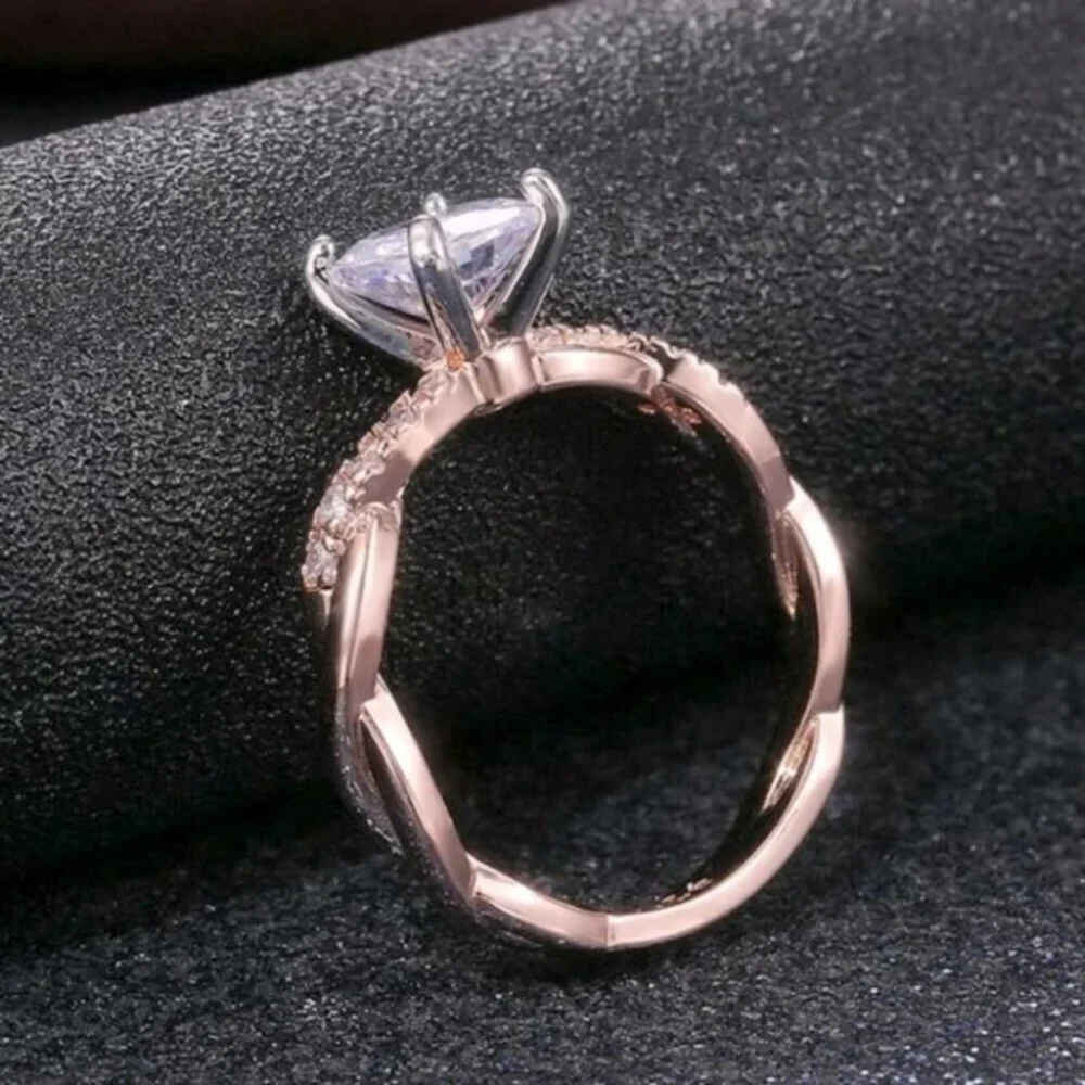 Beautiful 14k Rose Gold 925 Silver 1+ct Diamond Solitaire